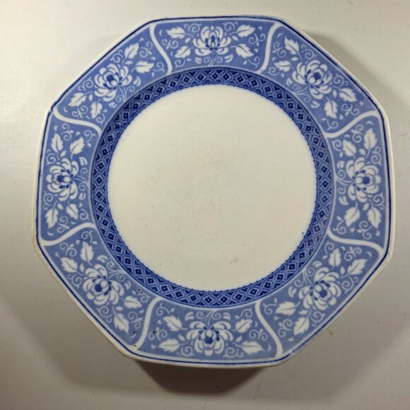 Vtg F. Winkle & Co. Whieldon Ware corona Blue Floral Octagonal Plate - Picture 1 of 7